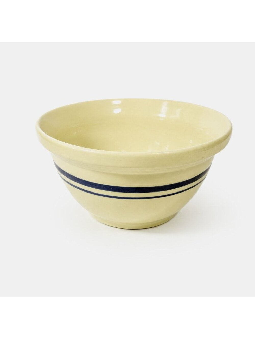 Stoneware Mixing Bowl Roseville Friendship Pottery FP USA Blue Stripes 10" 4 QT